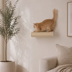 Katze kratzt an horizonal angebrachter Kratzsäule von MinouTierliebe® [AI]